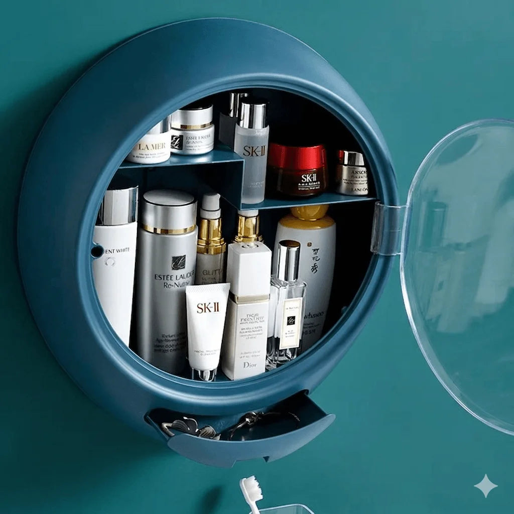 Bathroom storage cabinet with dustproof cover for toiletries
